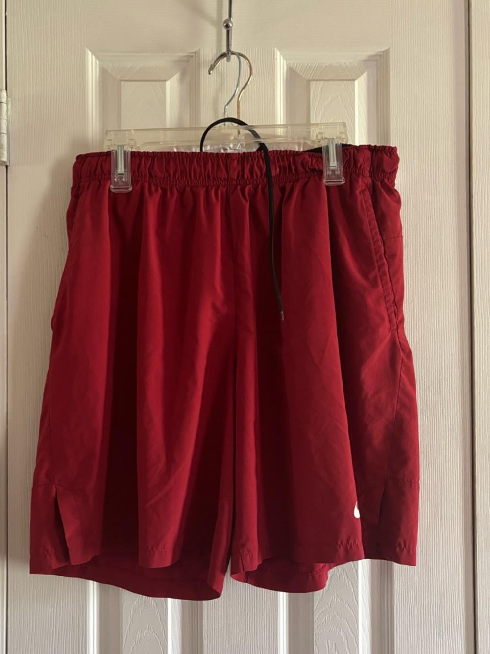 Nike Men's Red Athletic Shorts with Drawcord